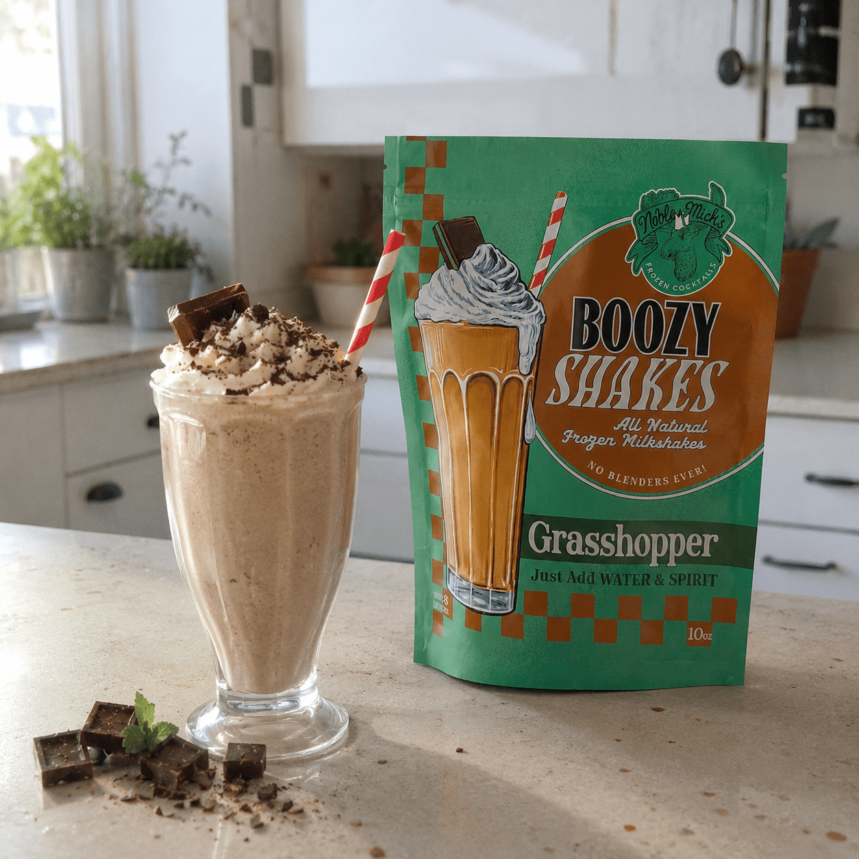 Boozy Shakes Grasshopper - just add water + vodka! - NobleMicks