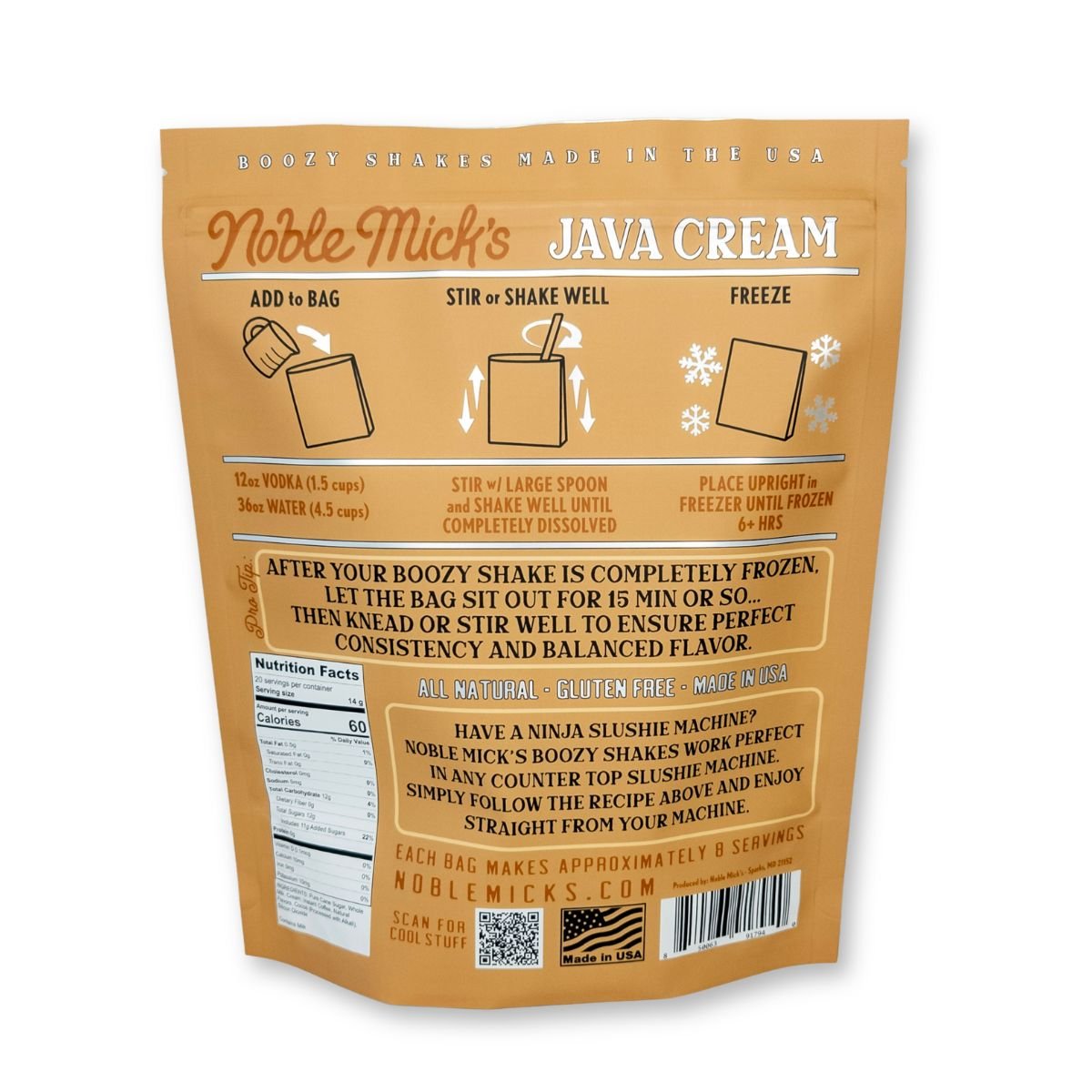 Boozy Shakes Java Cream - just add water + vodka! - NobleMicks