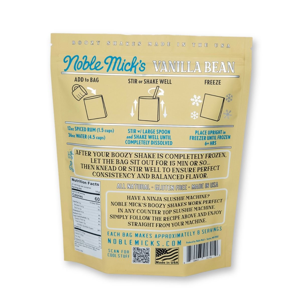 Boozy Shakes Vanilla Bean - just add water + spiced rum! - NobleMicks