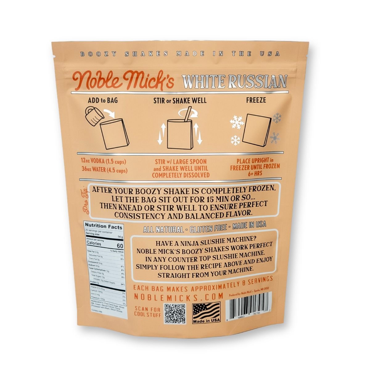 Boozy Shakes White Russian - just add water + vodka! - NobleMicks