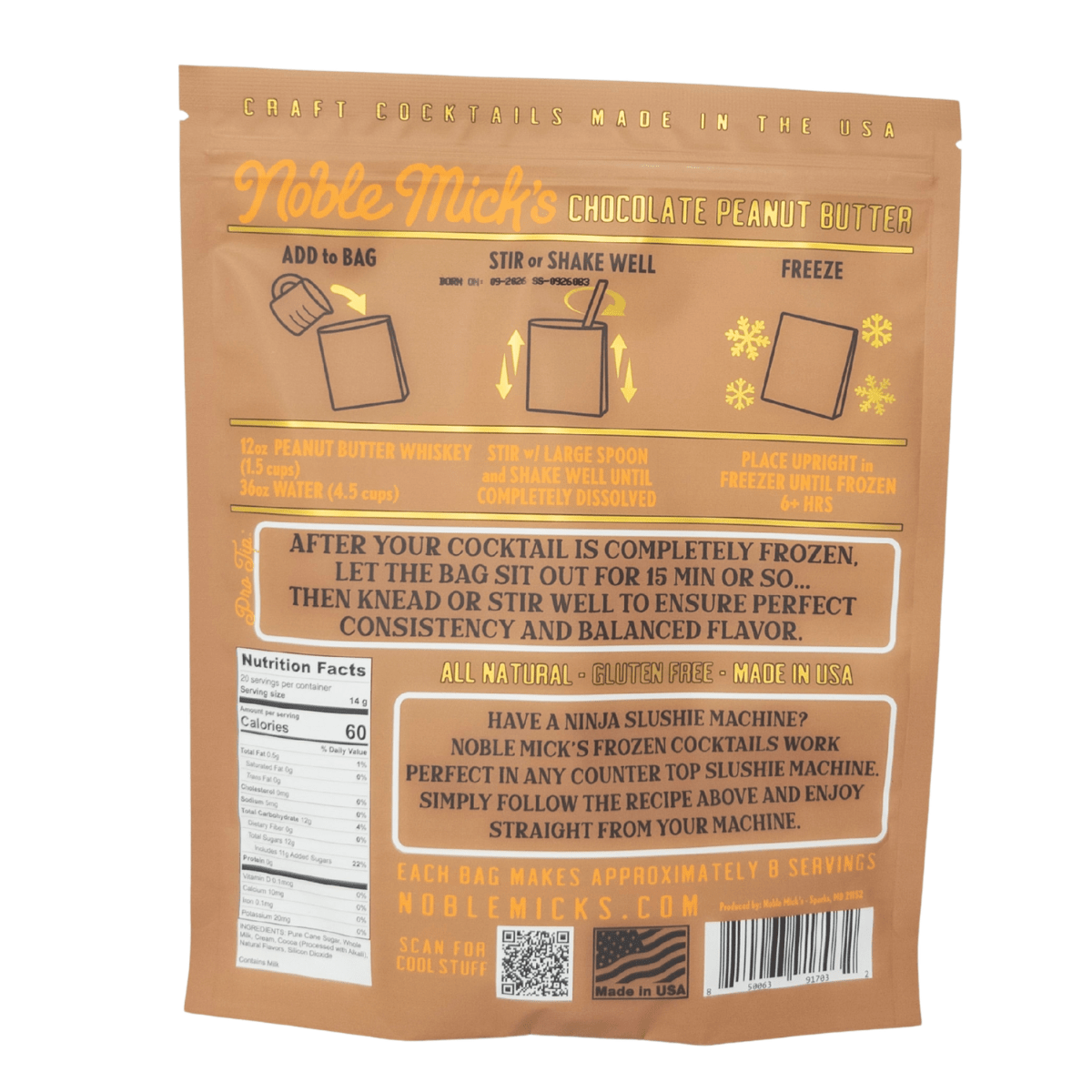 Frozen Chocolate Peanut Butter 6 Pack - just add water + whiskey! - NobleMicks