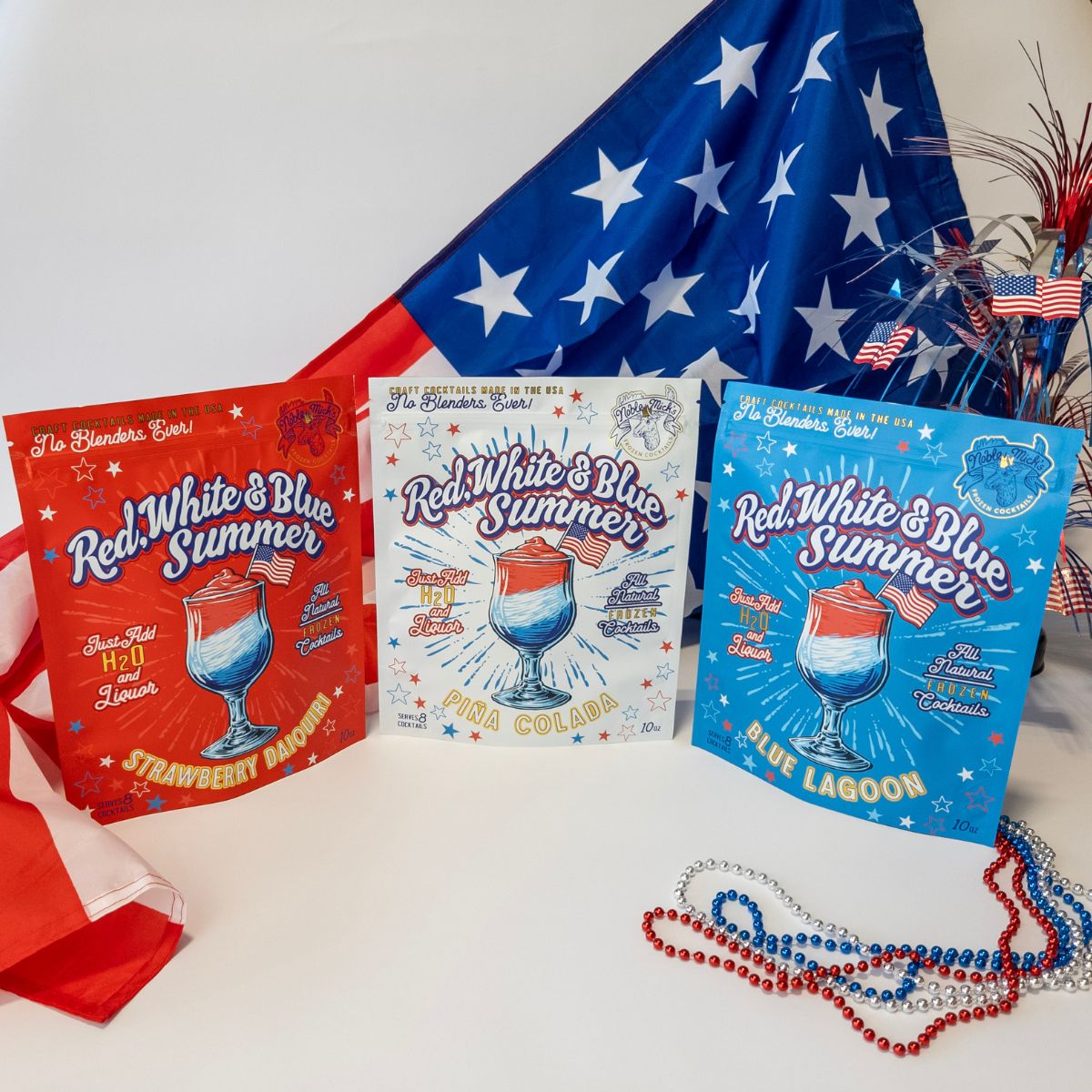 Frozen Red, White & Blue Summer Strawberry Daiquiri 6 Pack - NobleMicks