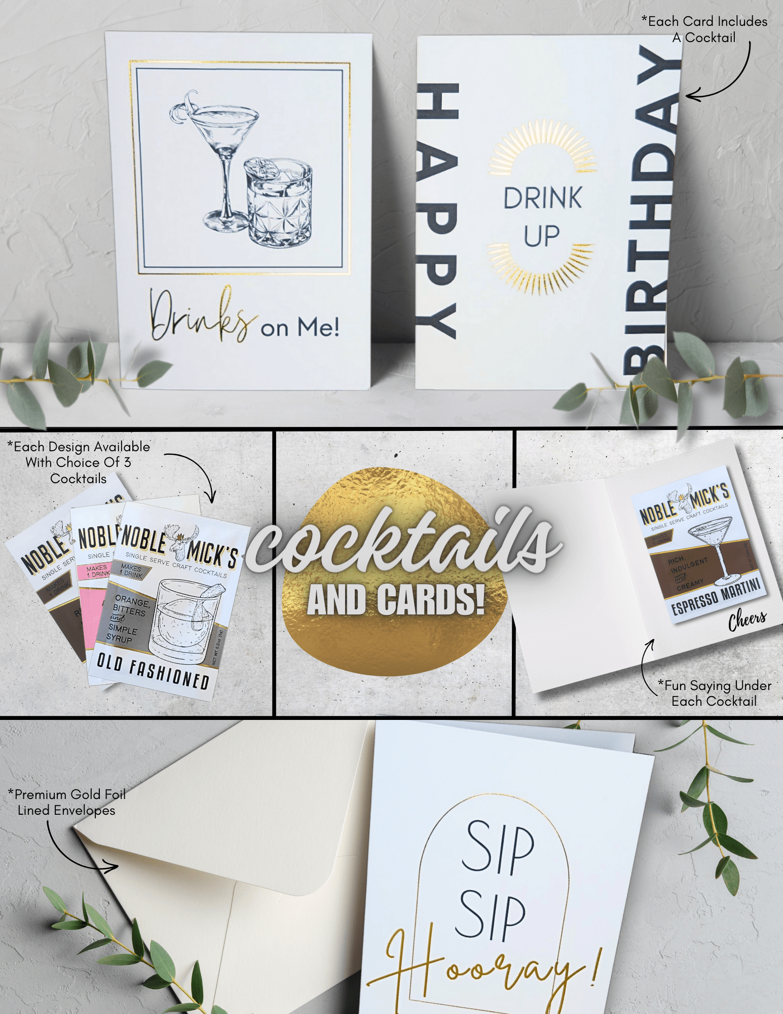 Pre Pack of 6 A Need A Drink Card - NobleMicks