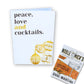 Pre Pack of 6 Peace, Love and Cocktails Card - NobleMicks